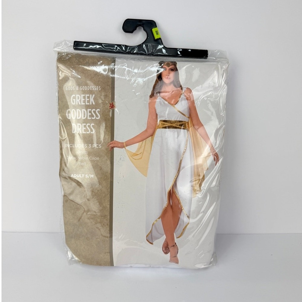 EUC GREEK GODDESS Maxi Hi Low DRESS & Detachable Cape & Belt S/M Toga Costume